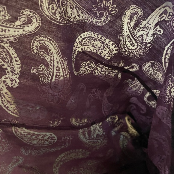 Ariat Paisley Print Floral Purple Pearl Snap Button Front Medium Blouse Top - Picture 7 of 7